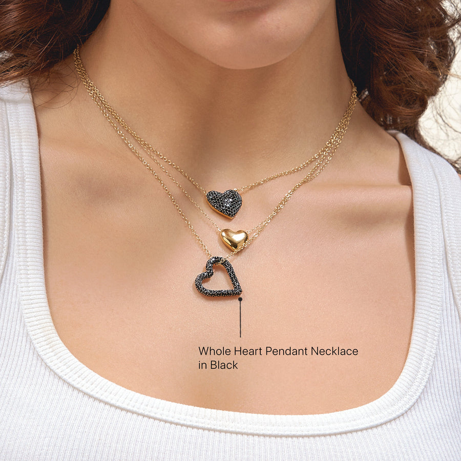 Hello Ella Whole Heart Pendant Necklace in Black