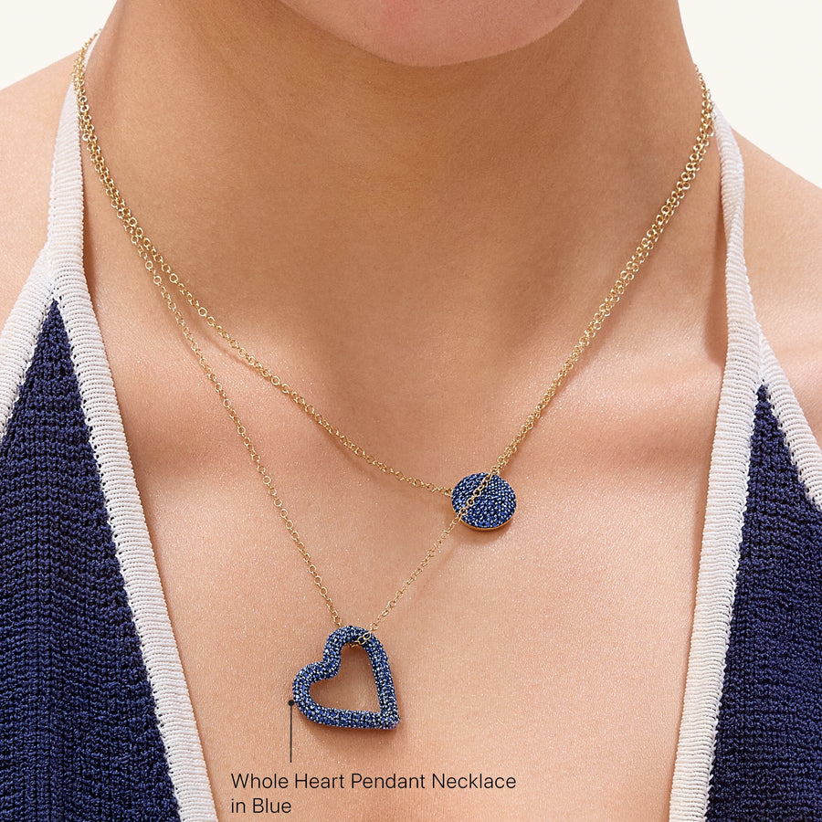 Hello Ella Whole Heart Pendant Necklace in Blue