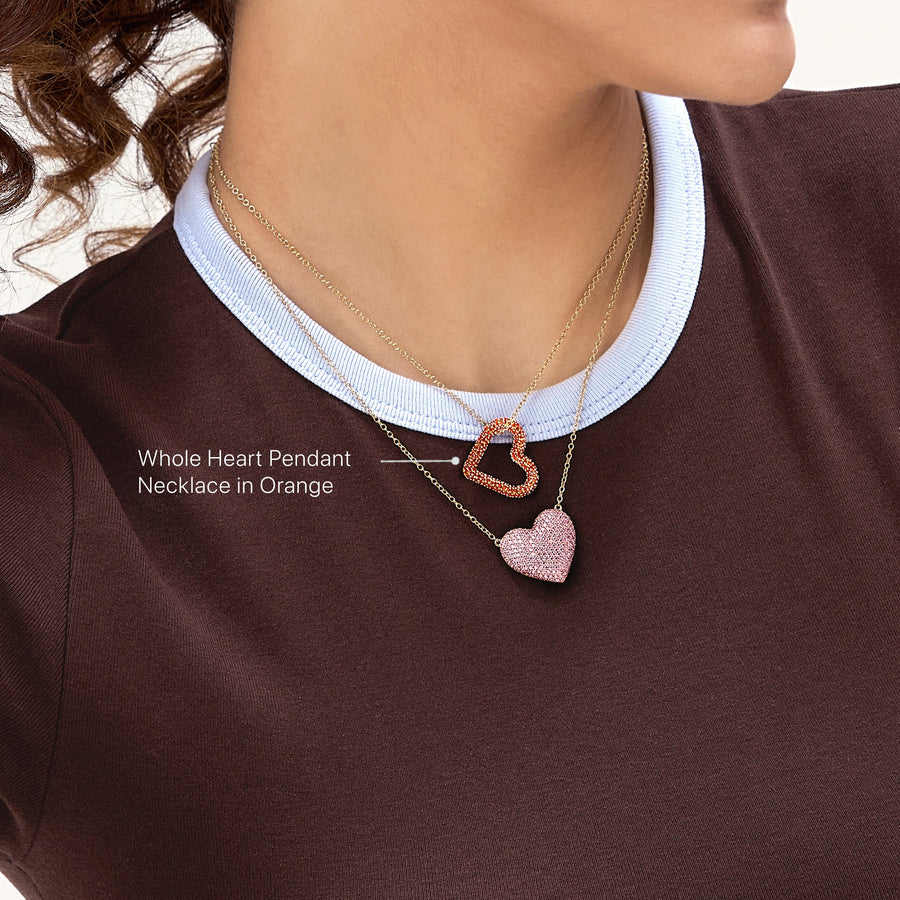 Hello Ella Whole Heart Pendant Necklace in Orange