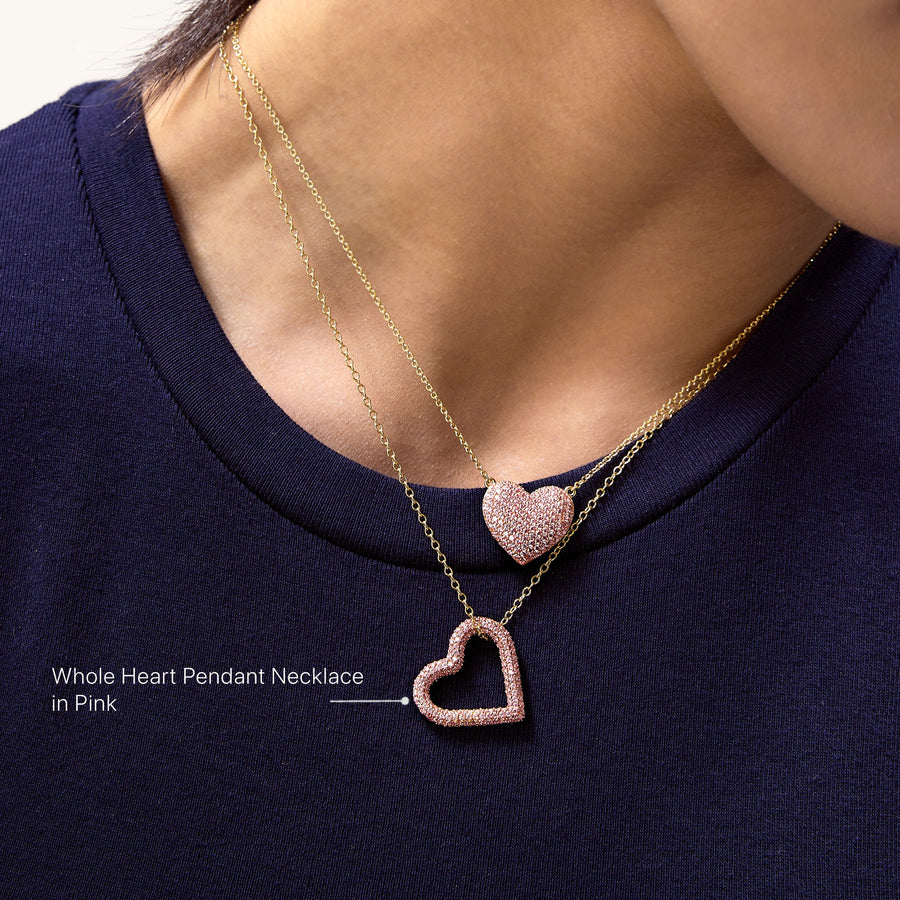 Hello Ella Whole Heart Pendant Necklace in Pink