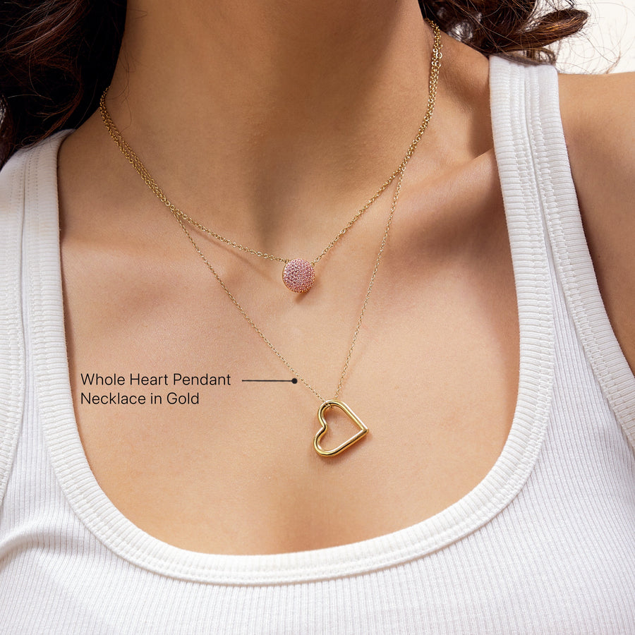 Hello Ella Whole Heart Pendant Necklace in Gold