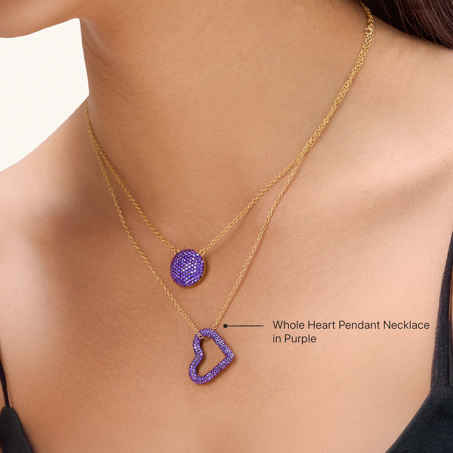 Hello Ella Whole Heart Pendant Necklace in Purple