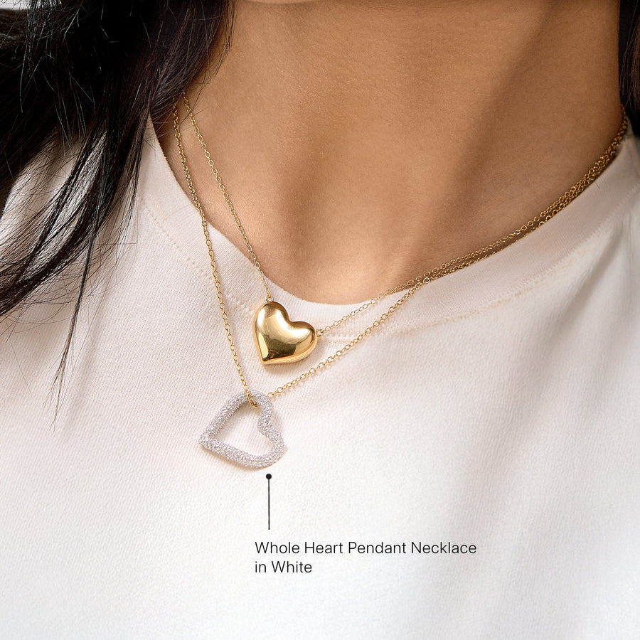 Hello Ella Whole Heart Pendant Necklace in White