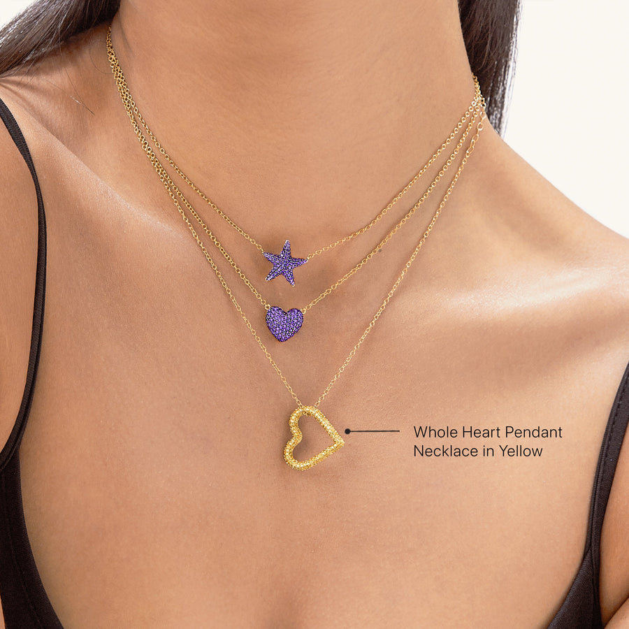 Hello Ella Whole Heart Pendant Necklace in Yellow