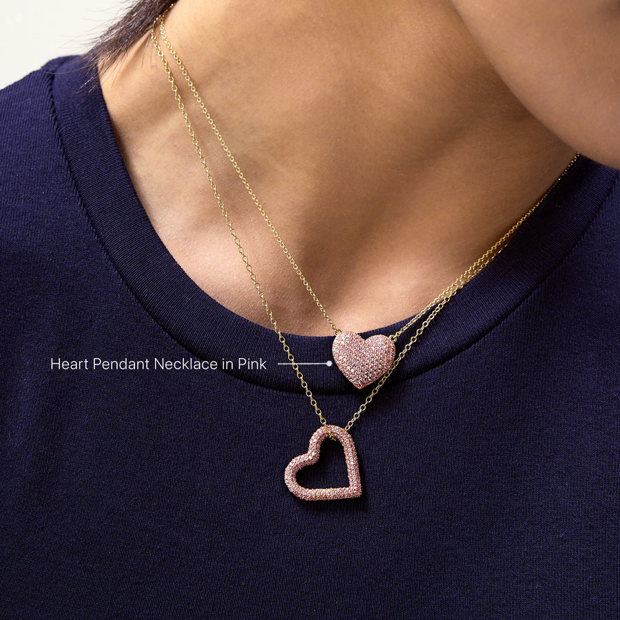 Hello Ella Heart Pendant Necklace in Pink