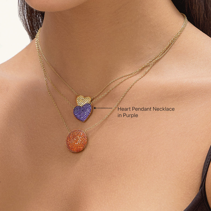 Hello Ella Heart Pendant Necklace in Purple