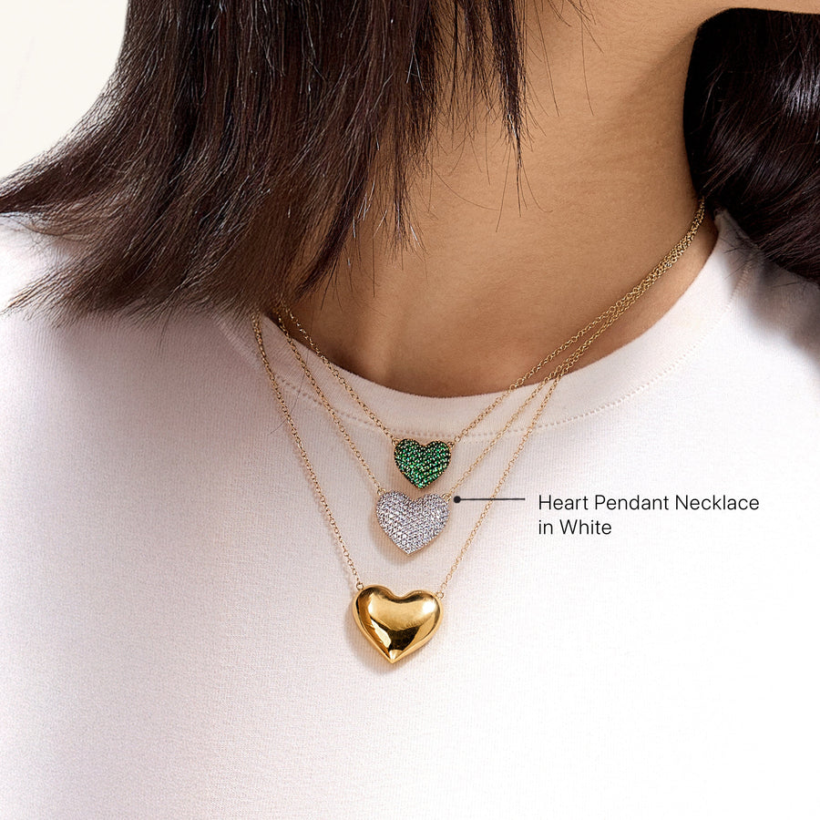 Hello Ella Heart Pendant Necklace in White