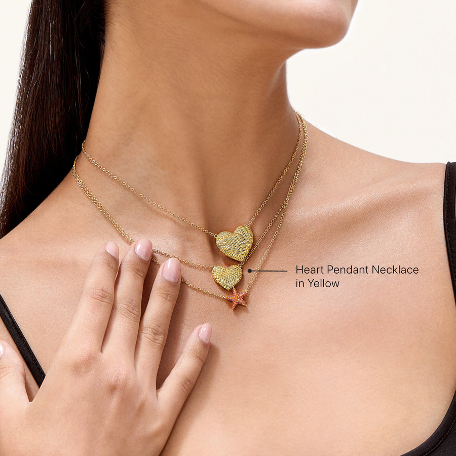 Hello Ella Heart Pendant Necklace in Yellow
