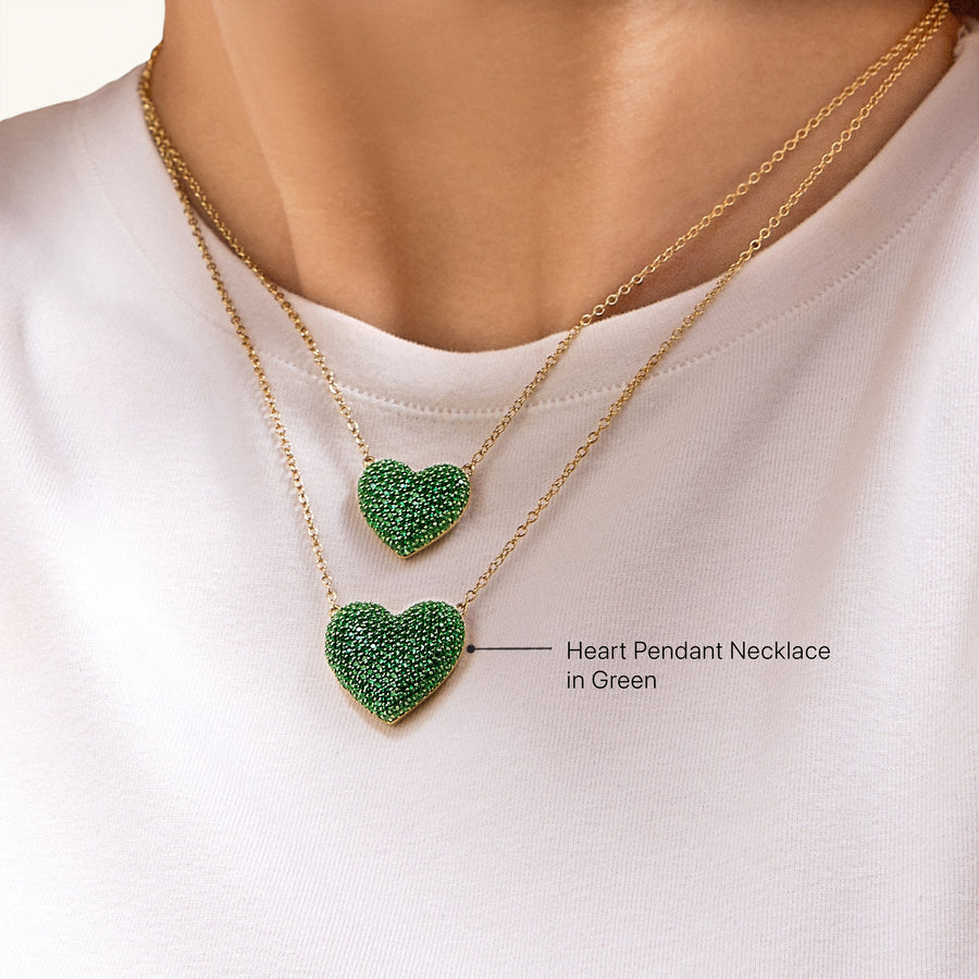 Hello Ella Heart Pendant Necklace in Green
