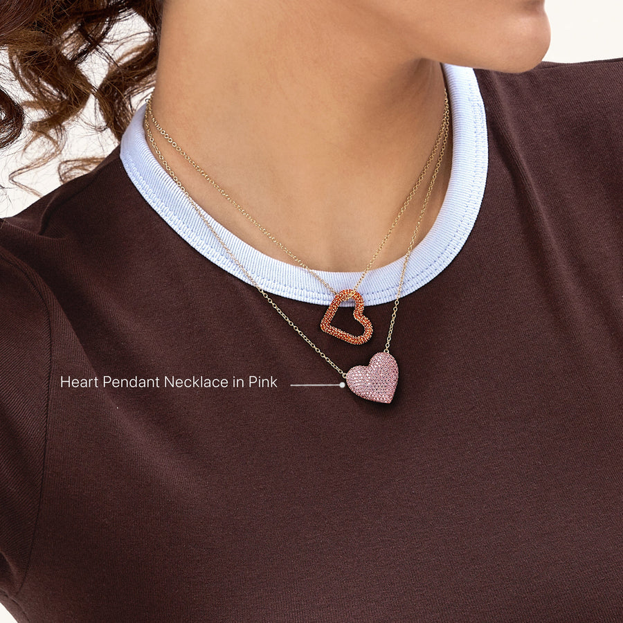 Hello Ella Heart Pendant Necklace in Pink