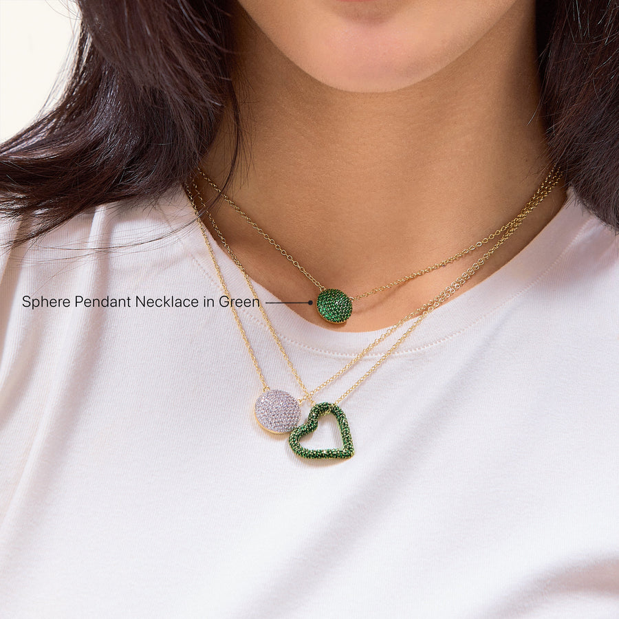 Hello Ella Sphere Pendant Necklace in Green