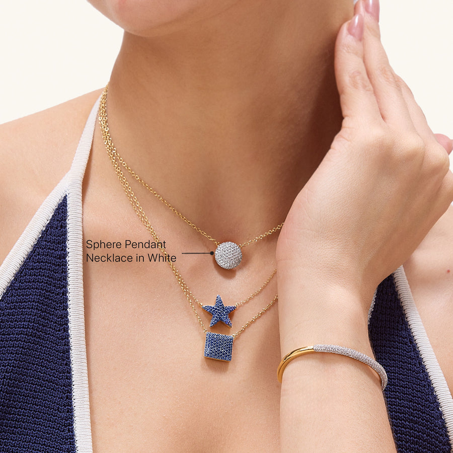 Hello Ella Sphere Pendant Necklace in White