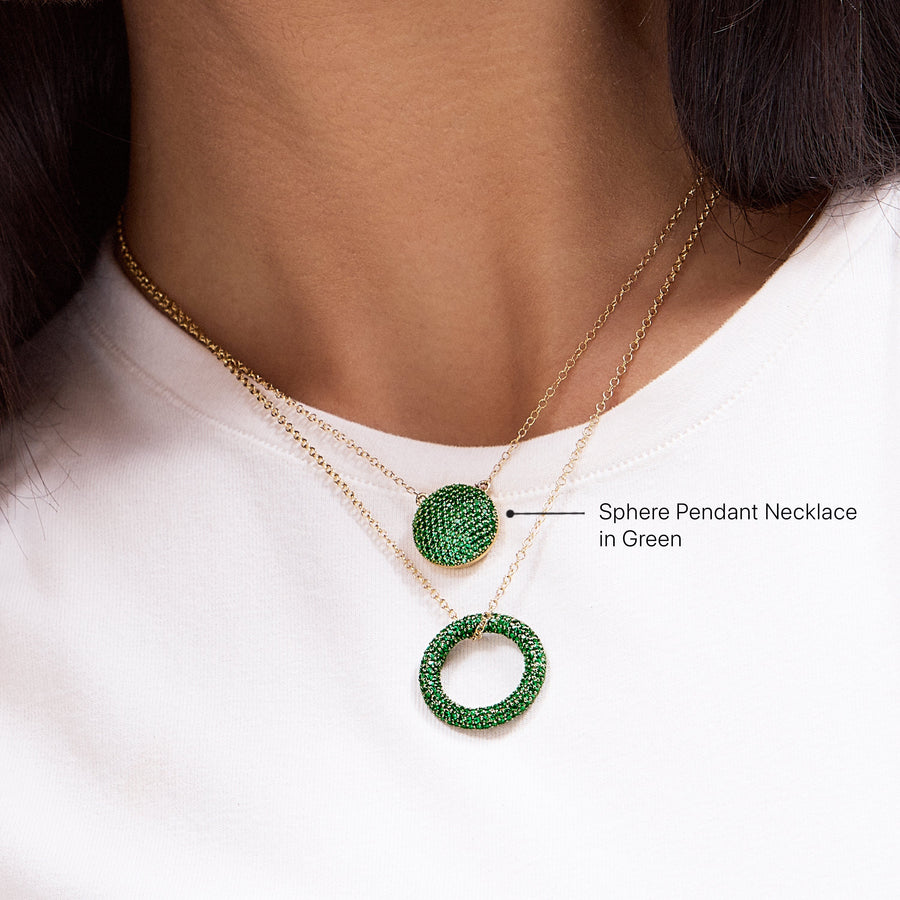 Hello Ella Sphere Pendant Necklace in Green