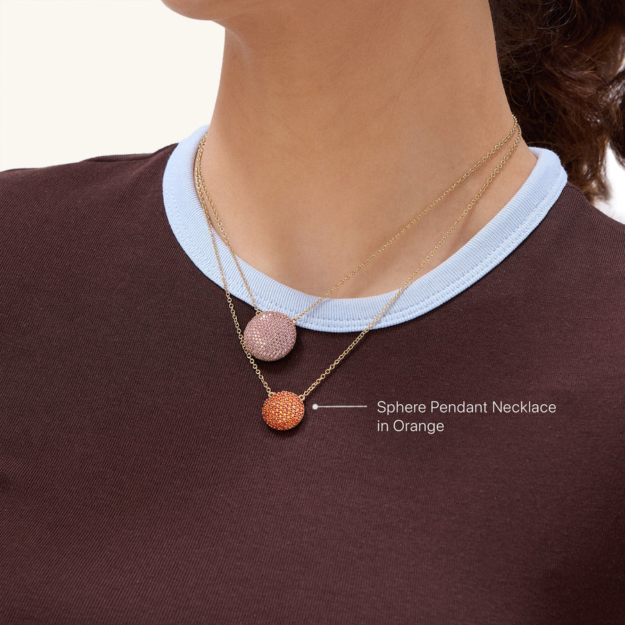 Hello Ella Sphere Pendant Necklace in Orange