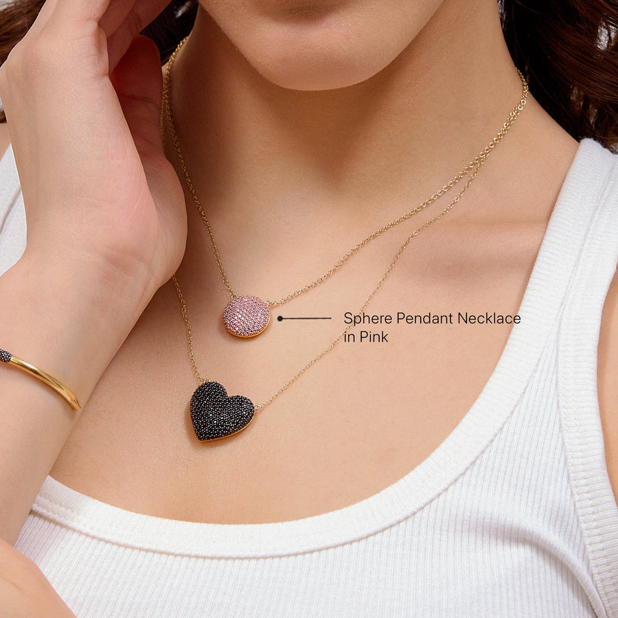Hello Ella Sphere Pendant Necklace in Pink