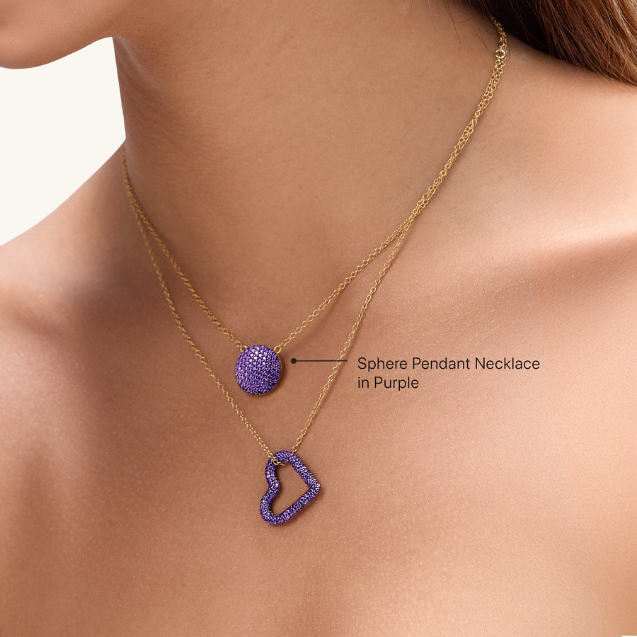 Hello Ella Sphere Pendant Necklace in Purple