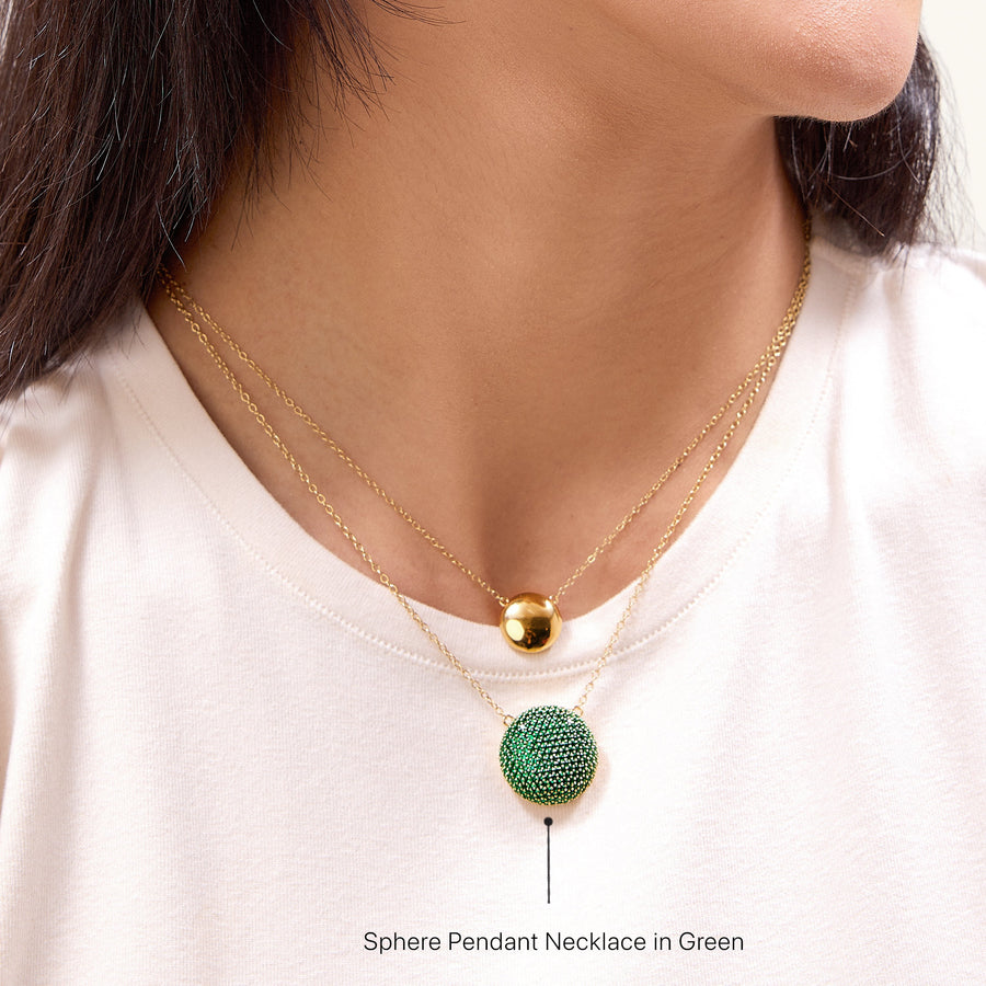 Hello Ella Sphere Pendant Necklace in Green