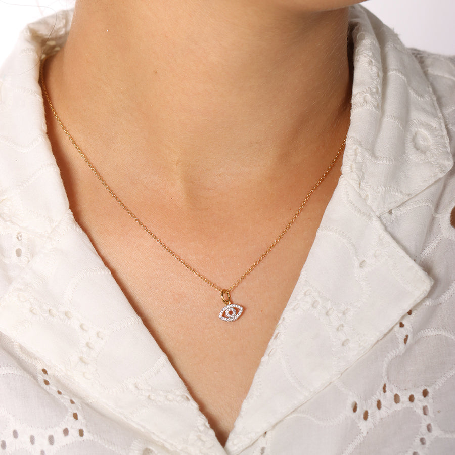 14kt Gold Eye on the Prize Pendant Necklace