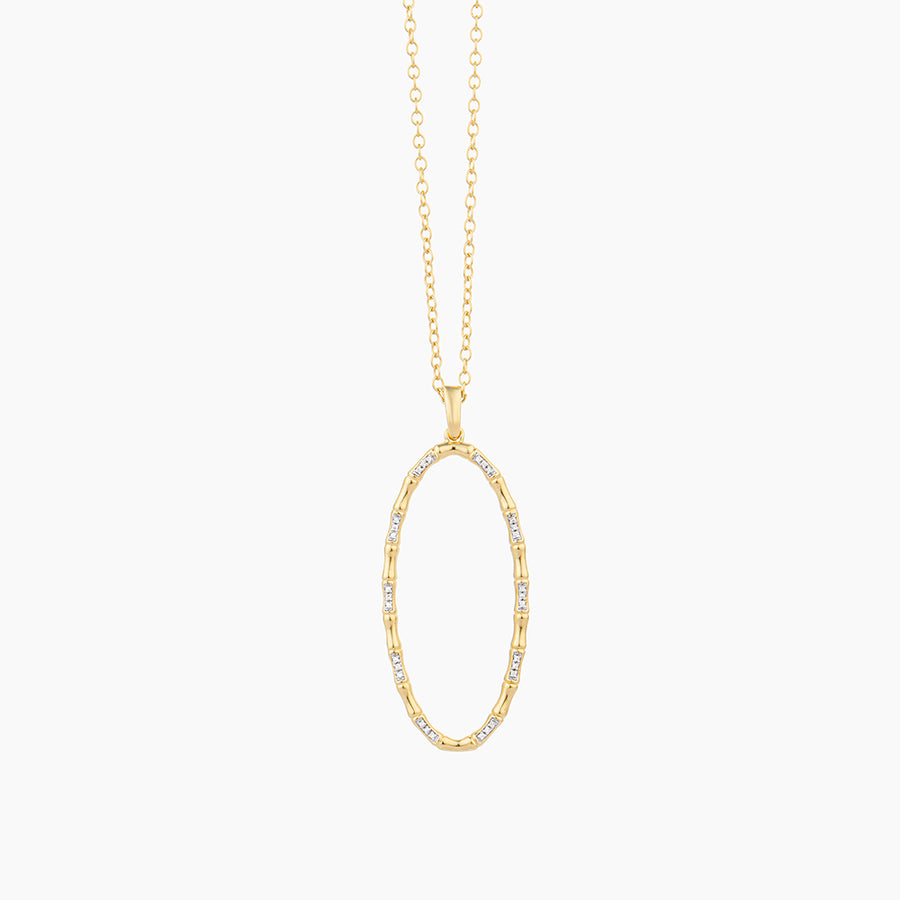 Bamboo Oval Pendant Necklace