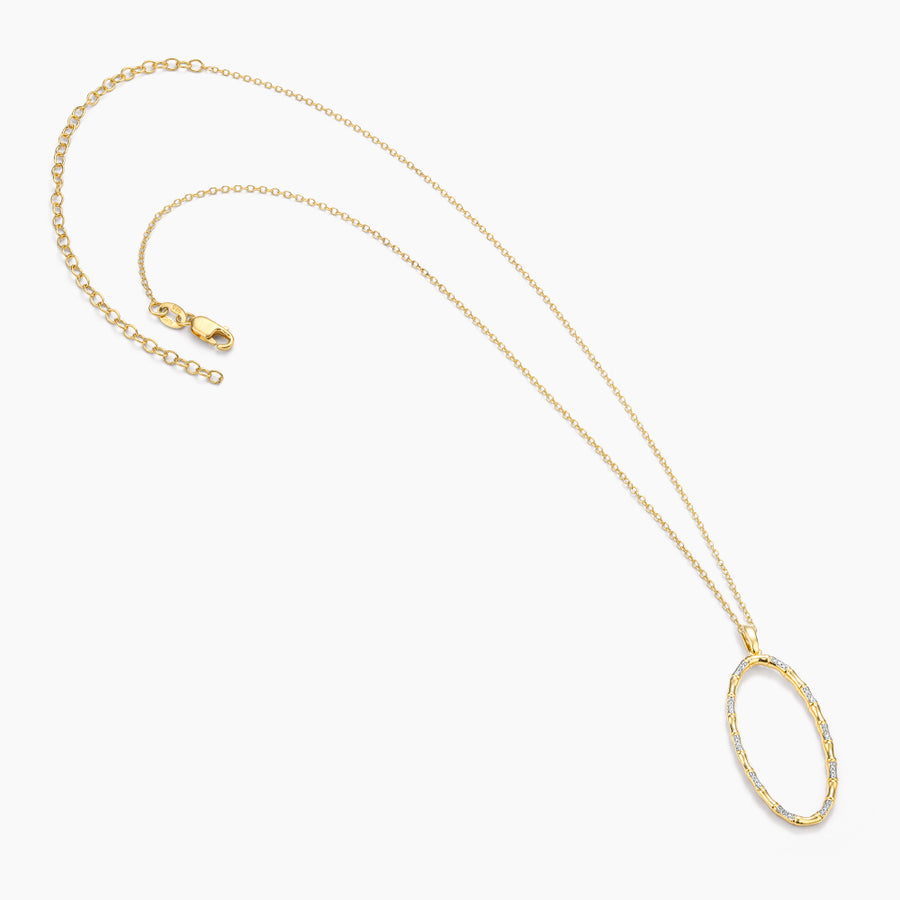 Bamboo Oval Pendant Necklace