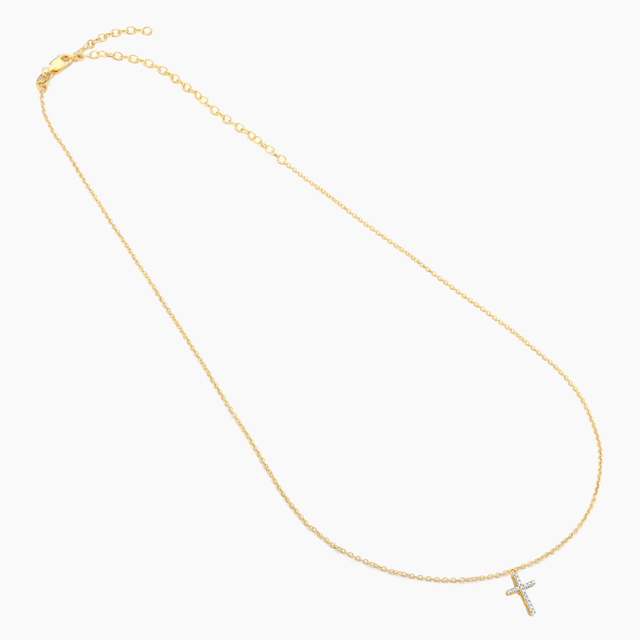14kt Gold Believe Cross Pendant Necklace