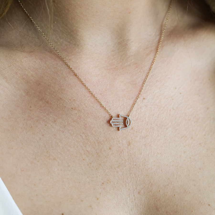 Hamsa Handshake Pendant Necklace