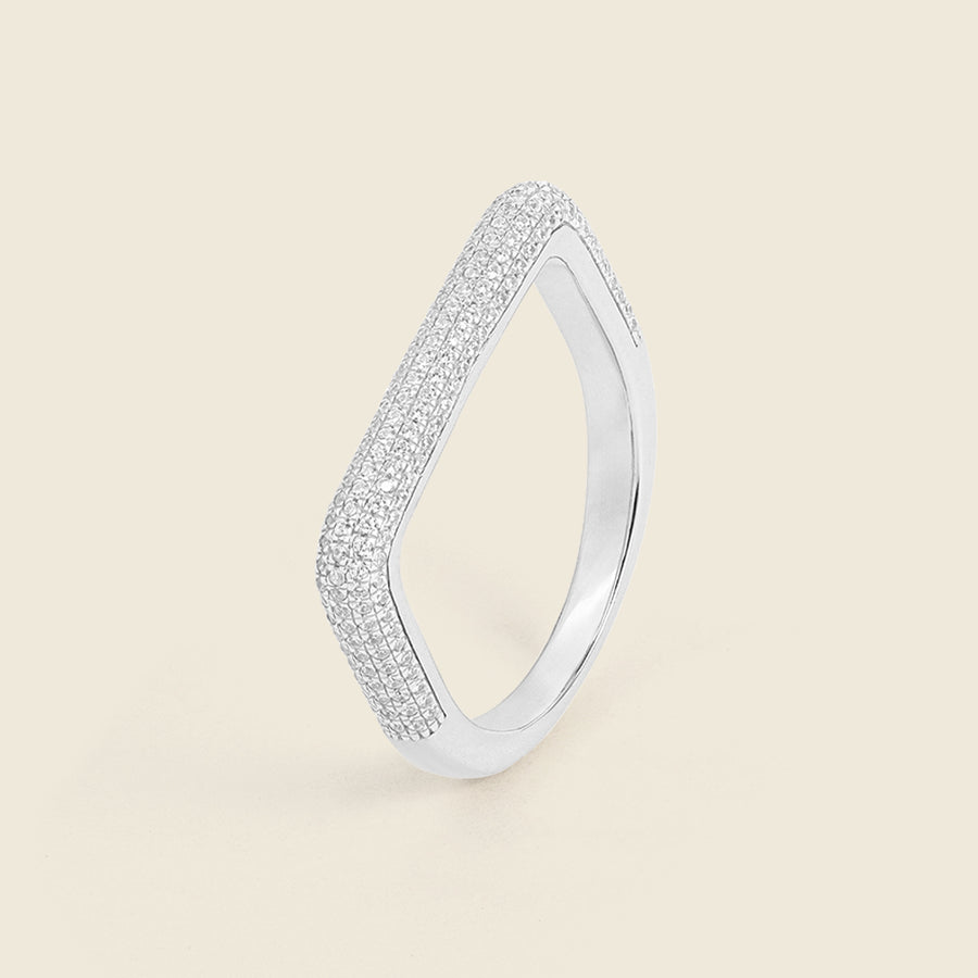 Curved Diamond Bar Stackable Ring