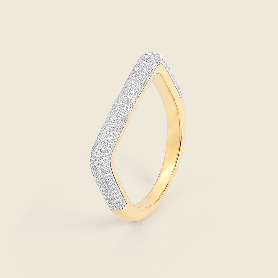 Curved Diamond Bar Stackable Ring