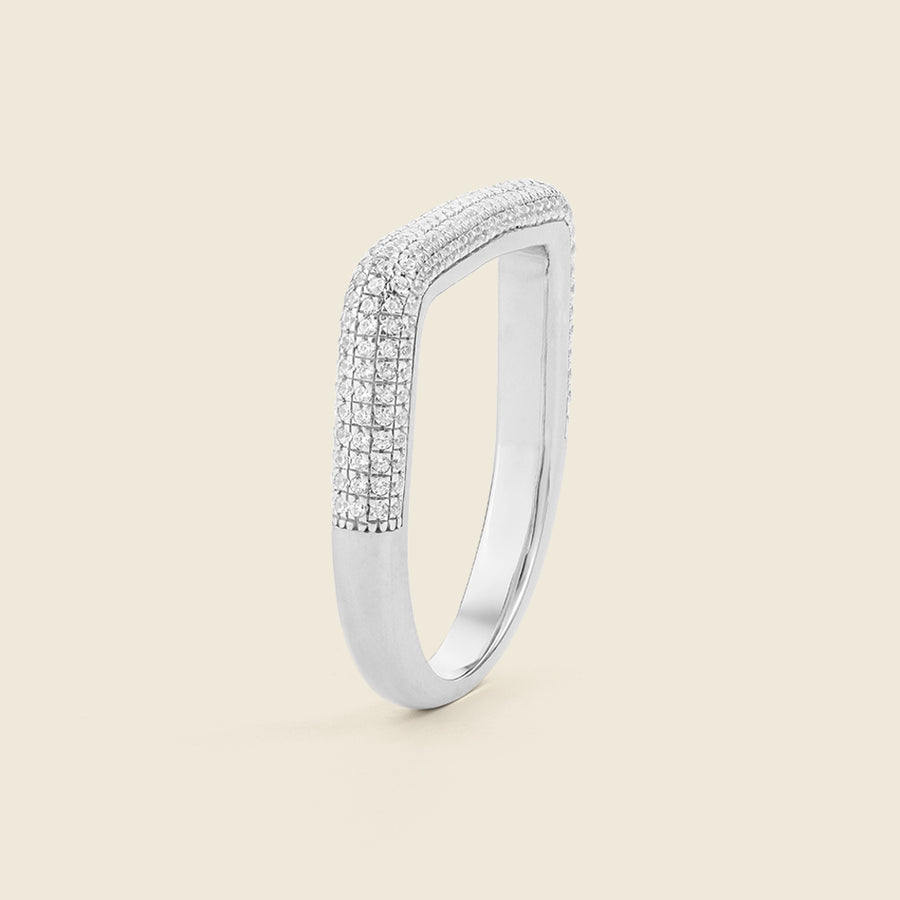 Curved Diamond Bar Stackable Ring