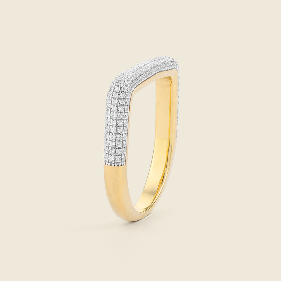 Curved Diamond Bar Stackable Ring