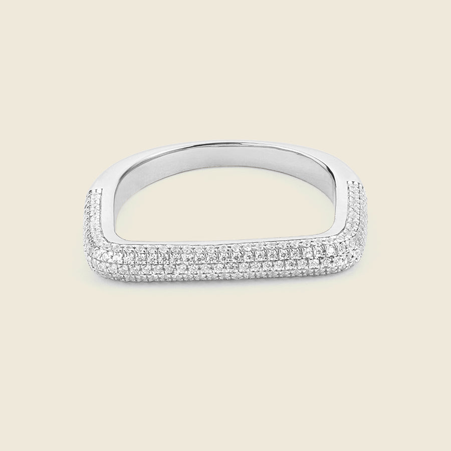 Curved Diamond Bar Stackable Ring