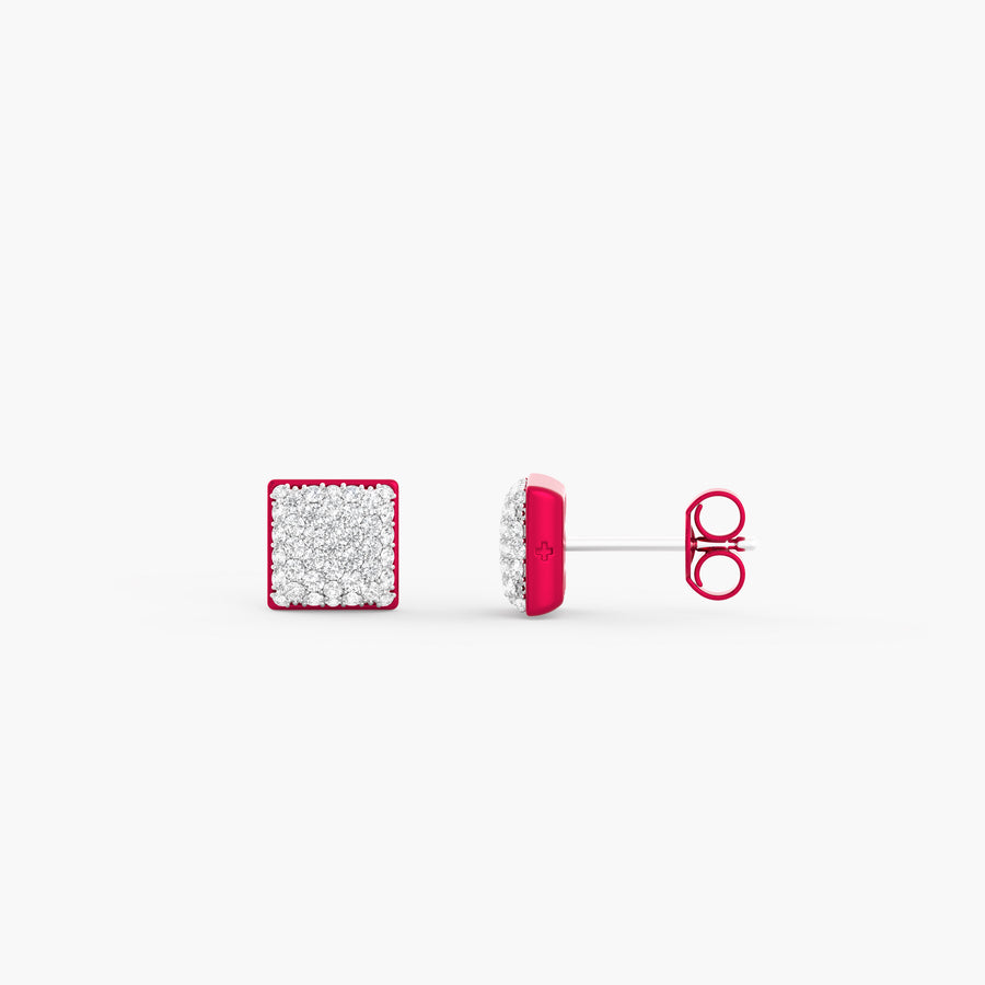 Two-Tone Community Studs in Raspberry