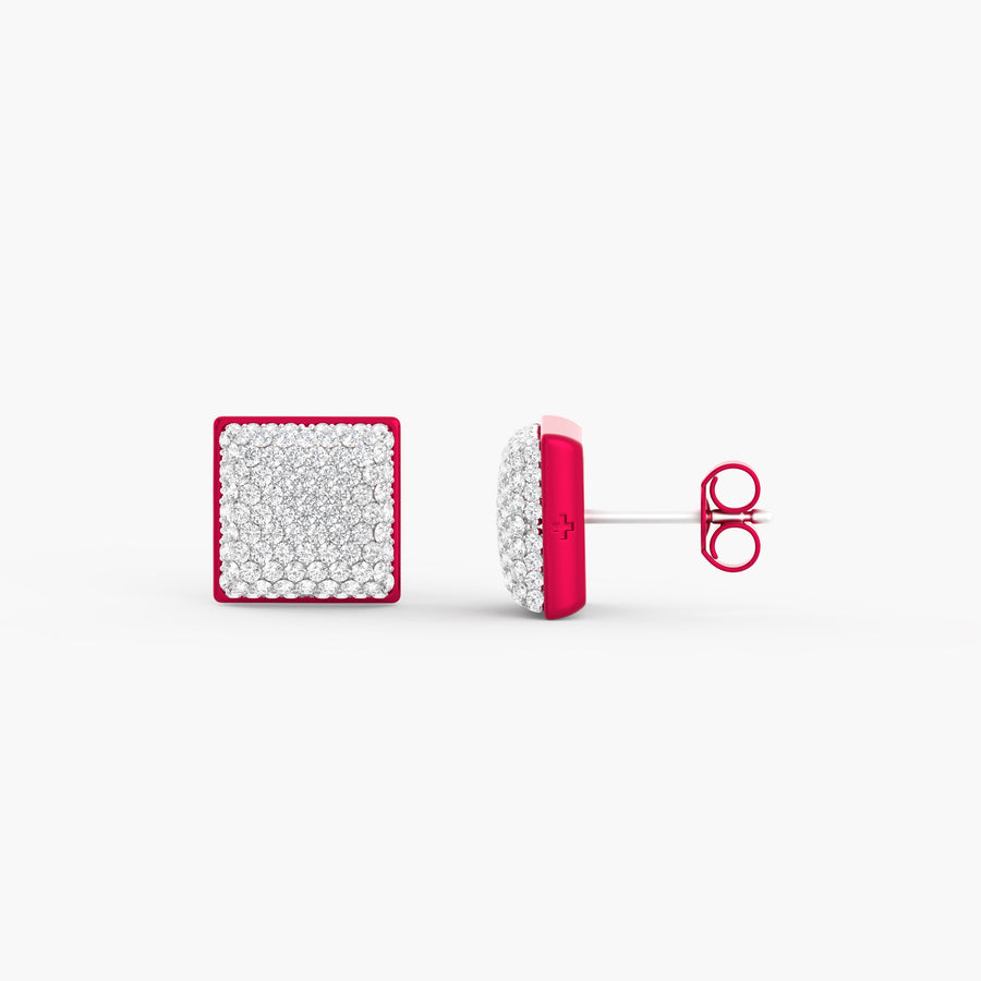 Two-Tone Community Studs in Raspberry