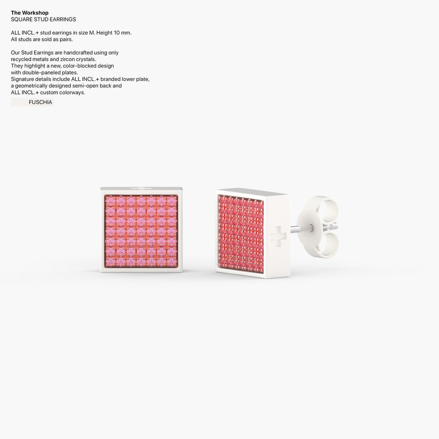 Square Studs Earrings in Fuchsia