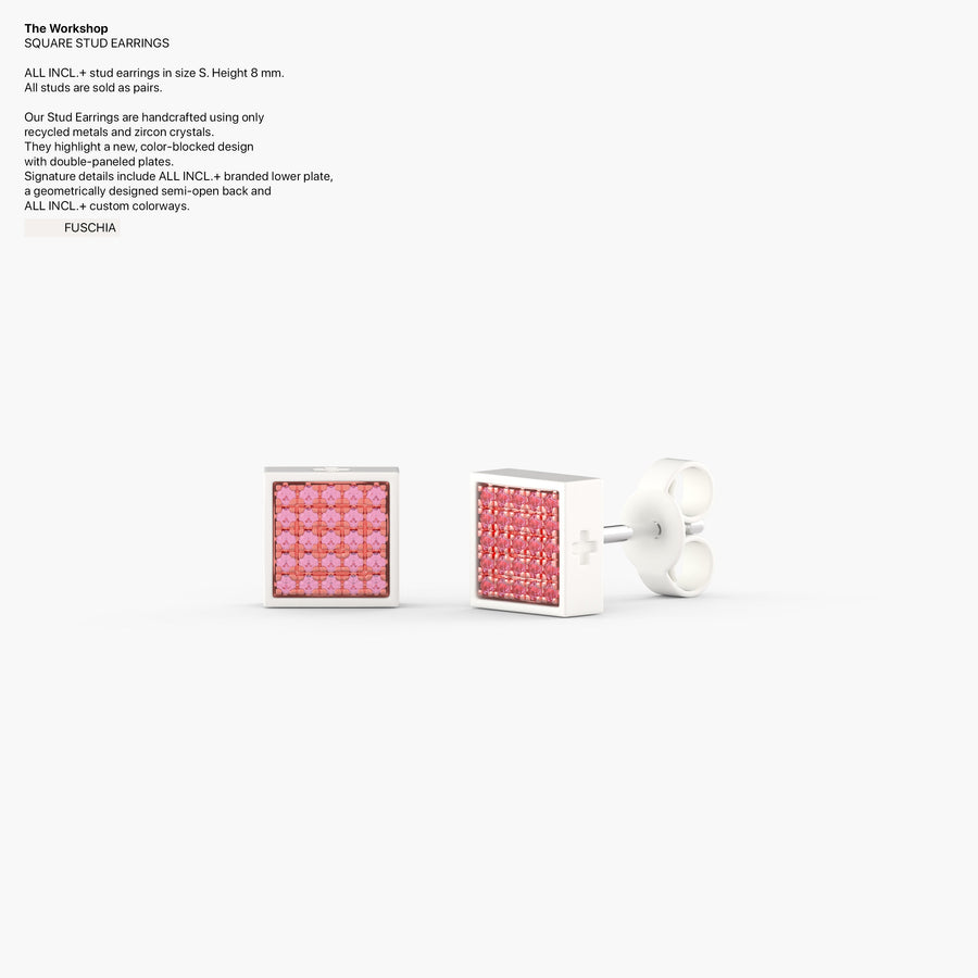 Square Studs Earrings in Fuchsia