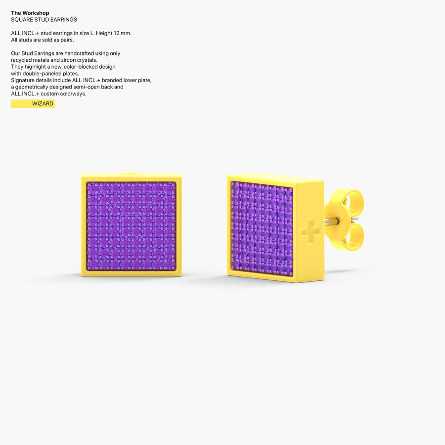 Square Studs Earrings in Wizard