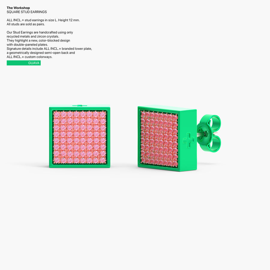 Square Studs Earrings in Guava