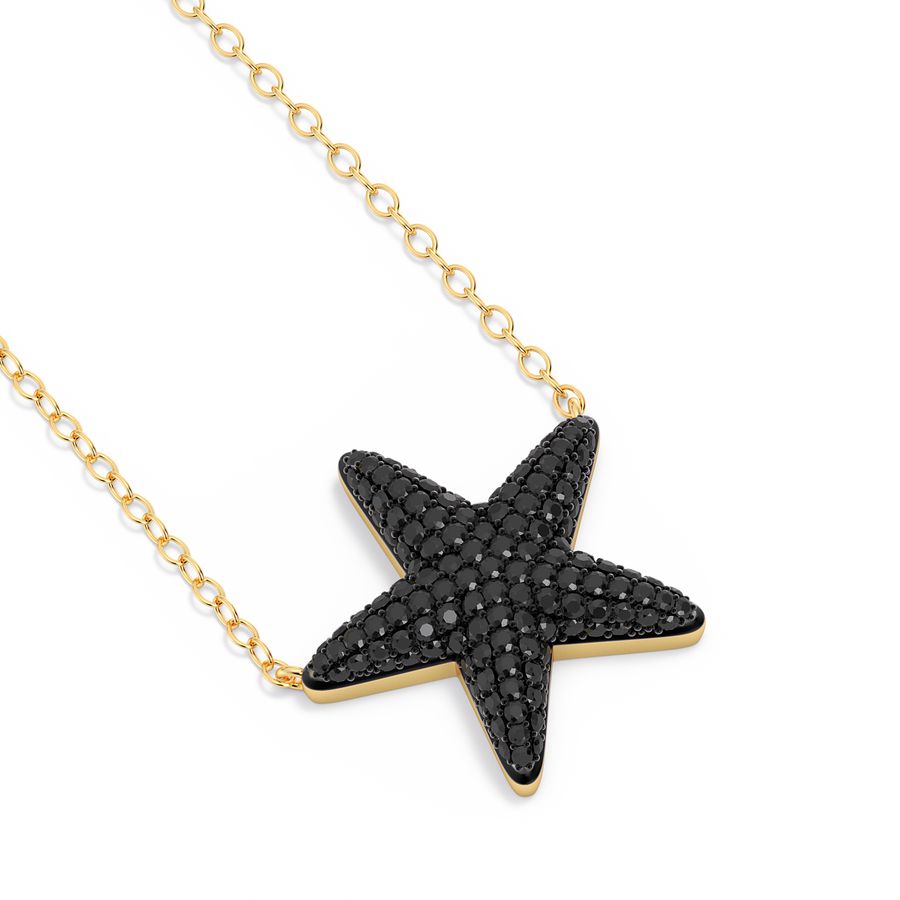Hello Ella Star Pendant Necklace in Black