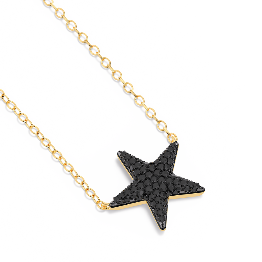 Hello Ella Star Pendant Necklace in Black