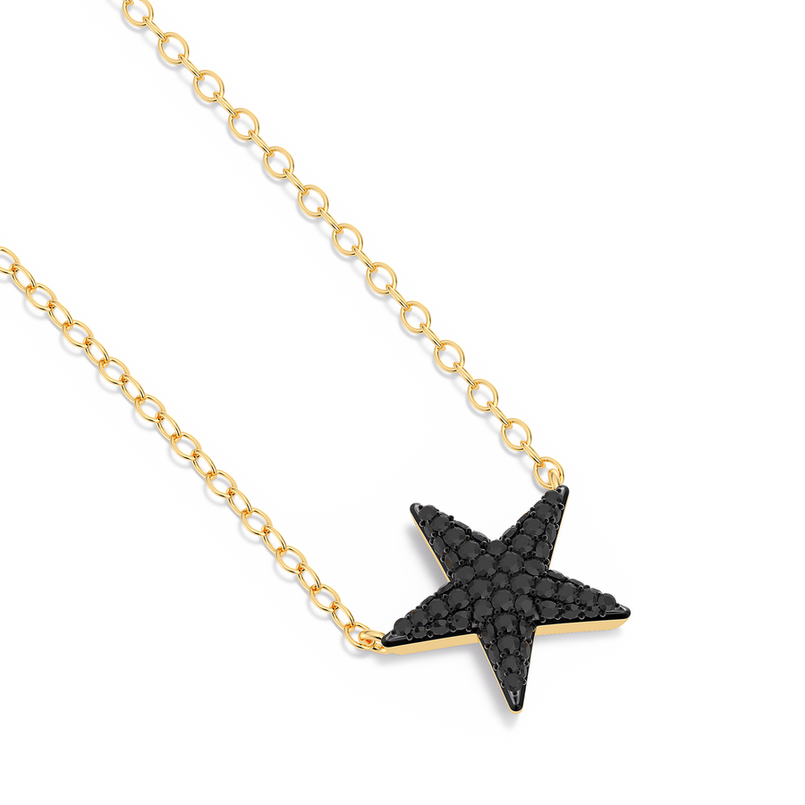 Hello Ella Star Pendant Necklace in Black