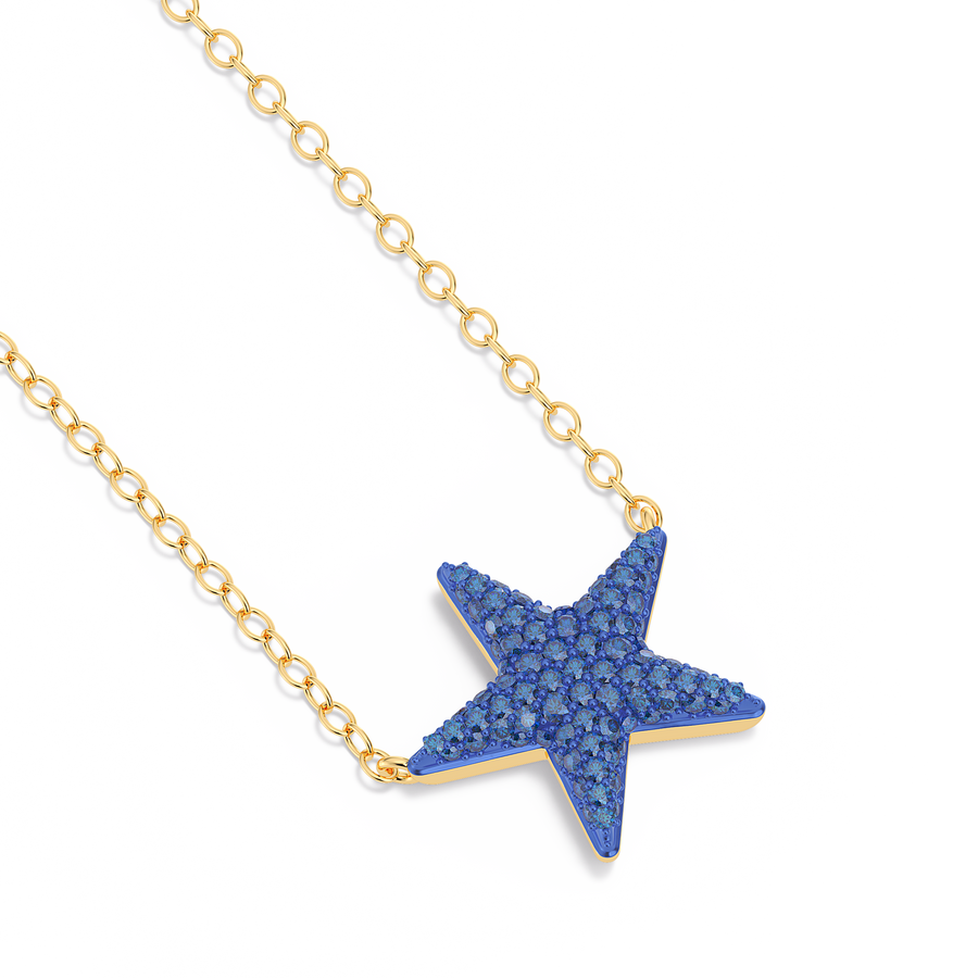 Hello Ella Star Pendant Necklace in Blue