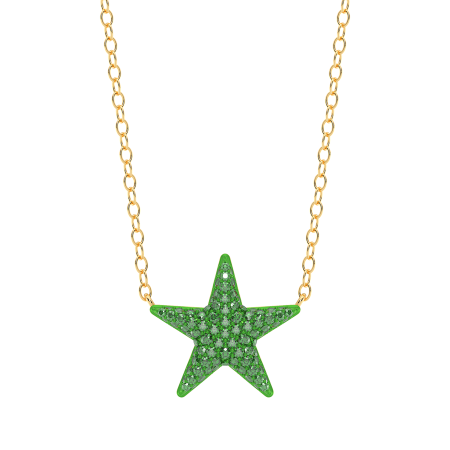 Hello Ella Star Pendant Necklace in Green