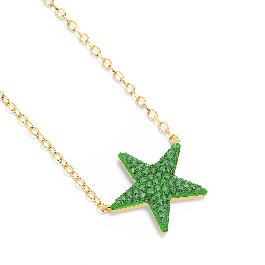 Hello Ella Star Pendant Necklace in Green