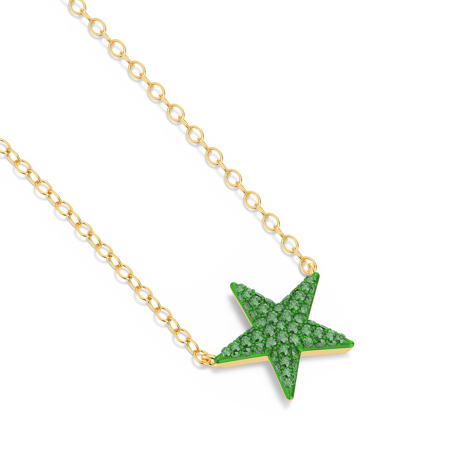 Hello Ella Star Pendant Necklace in Green