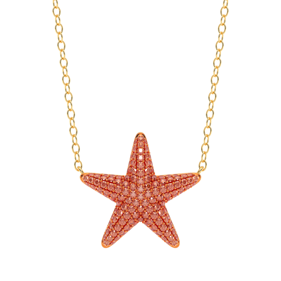 Hello Ella Star Pendant Necklace in Orange