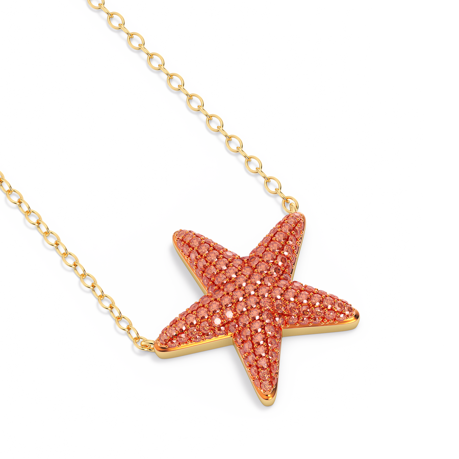 Hello Ella Star Pendant Necklace in Orange
