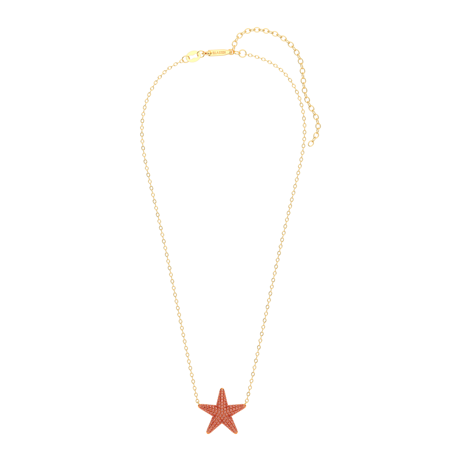 Hello Ella Star Pendant Necklace in Orange