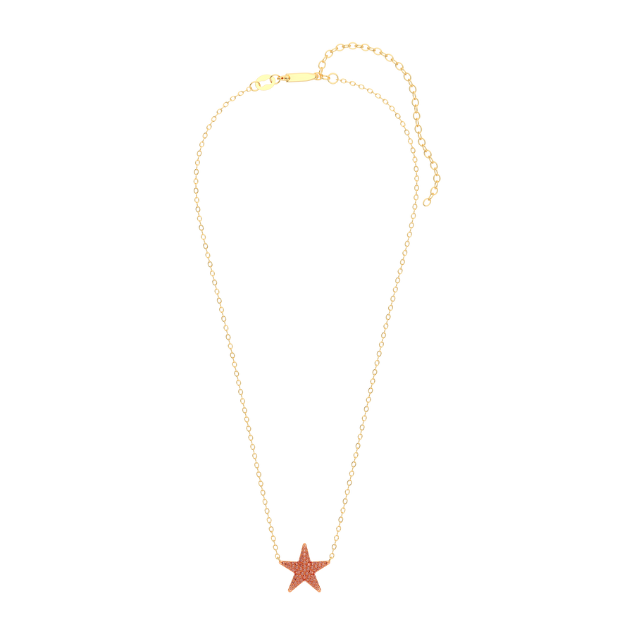 Hello Ella Star Pendant Necklace in Orange