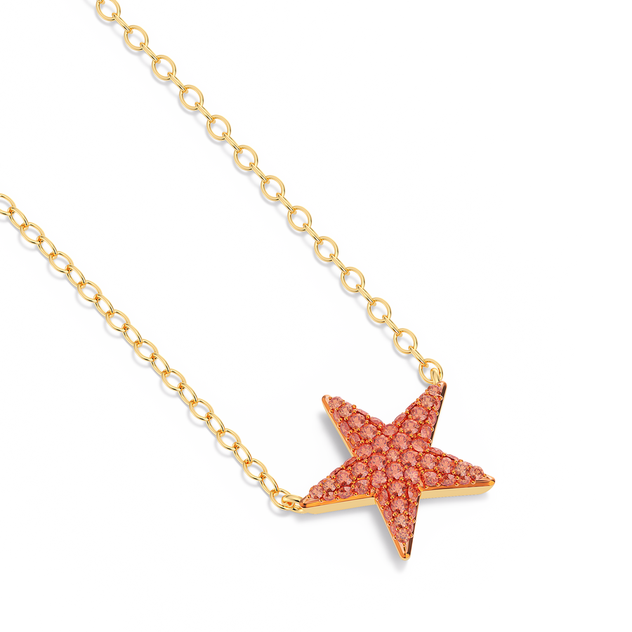 Hello Ella Star Pendant Necklace in Orange