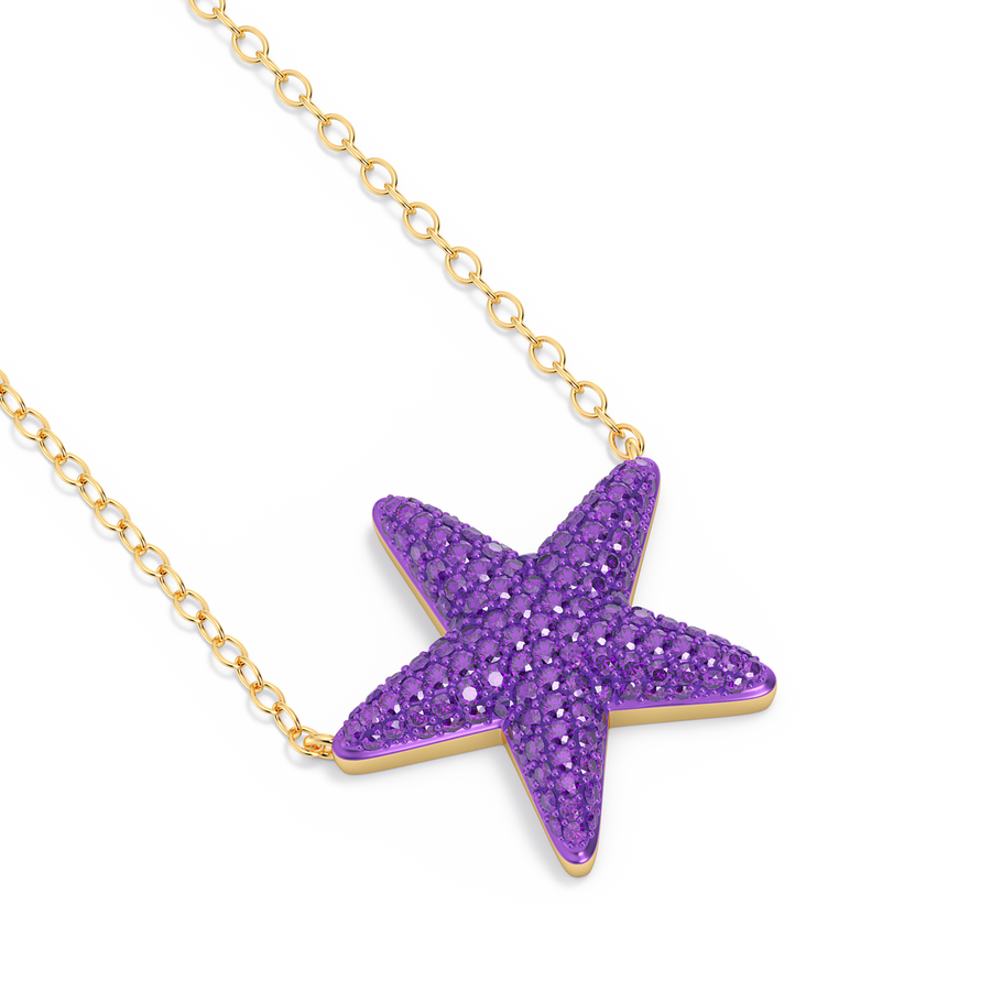 Hello Ella Star Pendant Necklace in Purple